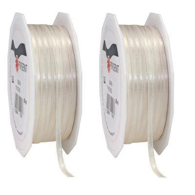 3x Luxe hobby/decoratie beige satijnen sierlinten 0,3 cm/3 mm x 50 meter