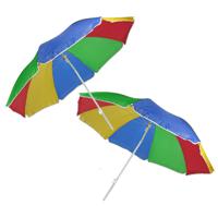 2x Regenboog gekleurde parasol 180 cm