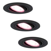 Set van 3 Miro smart inbouwspots - Wifi + Bluetooth - RGBWW - GU10 - Kantelbaar - Google Home, Amazon Alexa en Siri - IP20 voor binnen - Zwart - Plafondspots