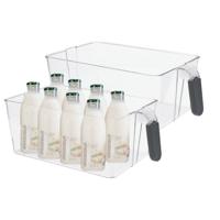 Koelkast/keuken organizer bak - 2x - transparant - kunststof - L31 x B18 x H11 cm - groente lade