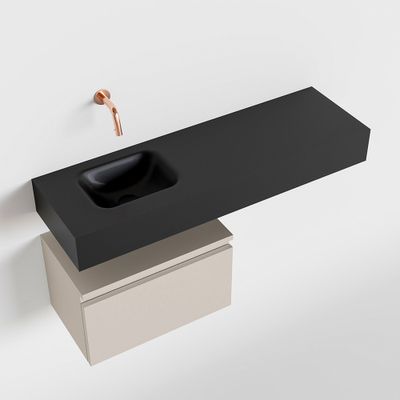 Toiletmeubel Mondiaz Andor | 100 cm | Meubelkleur Linen | Lex vrijhangend wastafel Urban Links | Zonder kraangat