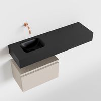 Toiletmeubel Mondiaz Andor | 100 cm | Meubelkleur Linen | Lex vrijhangend wastafel Urban Links | Zonder kraangat