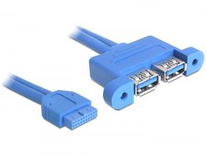 Delock 82941 USB 5 Gbps kabel Pin Header female naar 2 x USB Type-A female aangrenzend 45cm