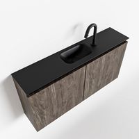 Toiletmeubel Mondiaz Ture | 100 cm | Meubelkleur Dark brown | Eden wastafel Urban Midden | 1 kraangat