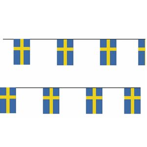 2x Papieren vlaggenlijn Zweden landen decoratie   -