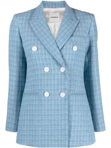 SANDRO blazer en tweed à boutonnière croisée - Bleu