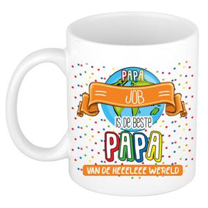 Naam mok papa Job - wit - de beste - keramiek - 300 ml - Vaderdag/verjaardag