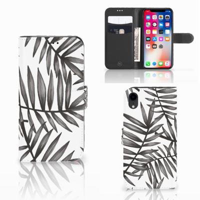 Apple iPhone Xr Hoesje Leaves Grey Apple iPhone Xr Hoesje Leaves Grey