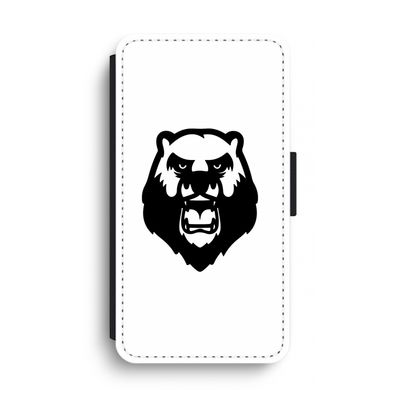 Angry Bear (white): iPhone XS Max Flip Hoesje