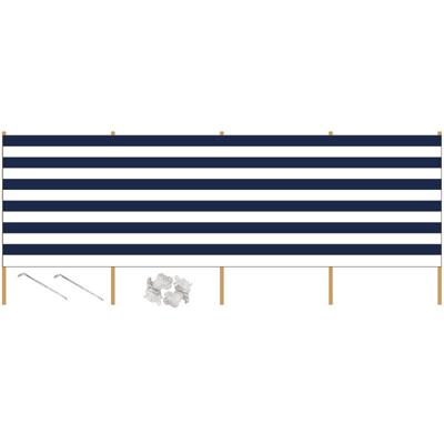 Strand/camping kunststof windscherm - gestreept wit/blauw - 2,25m x 120 cm - incl. haringen Strand/camping kunststof windscherm - gestreept wit/blauw - 2,25m x 120 cm - incl. haringen