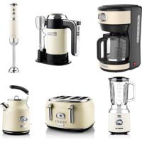 Westinghouse - Retro - Handmixer+Staafmixer+Blender+Waterkoker+Broodrooster 4 Sleuven+Koffiezetapparaat - Wit