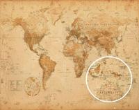 Poster Worl Map Antique Style 50x40cm