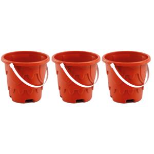 Set van 3x zandkasteel emmers/strandemmertjes rood 18 x 16 cm speelgoed