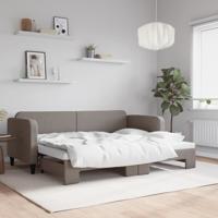 Slaapbank met onderschuifbed 80x200 cm stof taupe