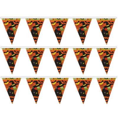 Halloween/Horror thema vlaggetjes - 3x - versiering - plastic - 400 cm - Feestartikelen Horror