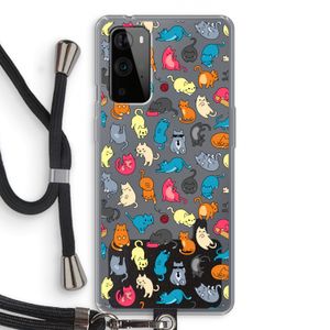 Kleurrijke katten: OnePlus 9 Pro Transparant Hoesje met koord