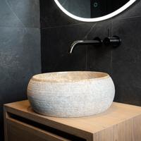 Waskom Loutro Rocky S Rond 40x40x15 cm Marmer Sand Loutro Waskom Loutro Rocky S Rond 40x40x15 cm Marmer Sand Loutro