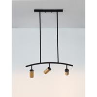 Lyora HanglampPogno 3-lichts zwart met goud rond - 9111456