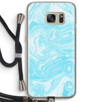 Waterverf blauw: Samsung Galaxy S7 Transparant Hoesje met koord