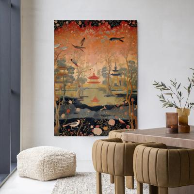 Urban Cotton Wandkleed 'Oriental Night' 80 x 110cm in Frame - black