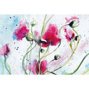 Fotobehang - Poppies Watercolour 384x260cm - Vliesbehang