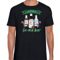 Bellatio Decorations fout kersttrui t-shirt heren - IJskoud bier - zwart - Christmas beer 2XL  -