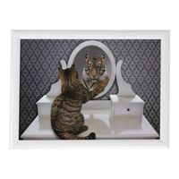 Schootkussen/laptray grappige kat en tijger print 43 x 33 cm    -