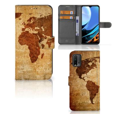 Xiaomi Redmi 9T | Poco M3 | Flip Cover | Wereldkaart