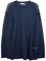 Yohji Yamamoto pull en maille fine à détails de coutures - Bleu Yohji Yamamoto pull en maille fine à détails de coutures - Bleu