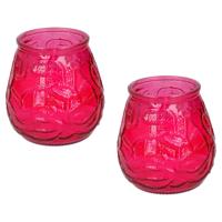 Tafelkaars - 2x - 15h - rood glas - citronella - 10 cm - lowboy kaars