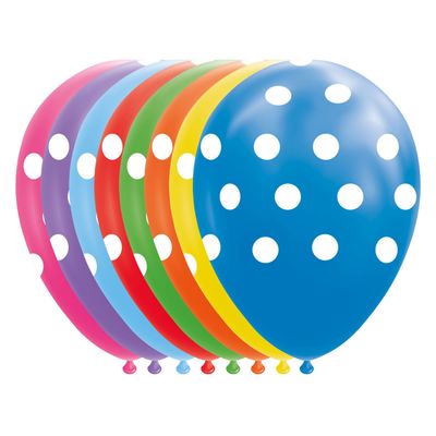 Globos Ballonnen stippen mix kleuren 30cm, 8st.