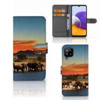 Samsung Galaxy A22 4G | M22 | Telefoonhoesje | Met pasjeshouder | Olifanten