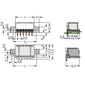 WAGO 2091-1432/205-000 Male behuizing (board) 2091 Totaal aantal polen: 12 Rastermaat: 3.50 mm Inhoud: 100 stuk(s)