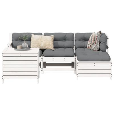 5-delige Loungeset massief grenenhout wit