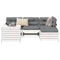 5-delige Loungeset massief grenenhout wit