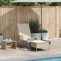 Ligbed met kussen 1-persoon Beige 157 x 55 x 92cm poly rattan