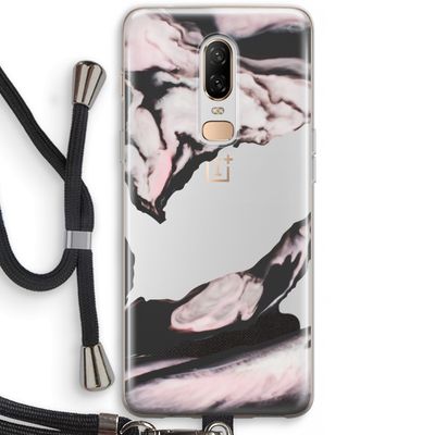 Roze stroom: OnePlus 6 Transparant Hoesje met koord