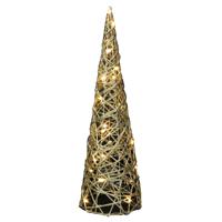 Countryfield LED kegel kerstboom lamp - goud - 40 leds - H80 cm - met timer - thumbnail