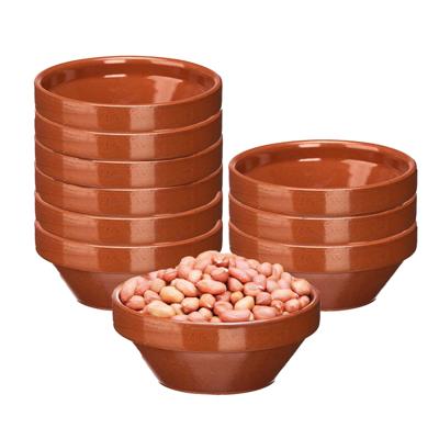 Soepkommen / serveer schaaltje - 10x - terracotta - D15 x 6 cm - aardewerk - Spaanse sfeer - 600 ml