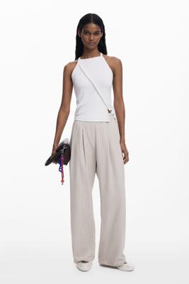 Plooibroek met tailleband - WHITE - XL