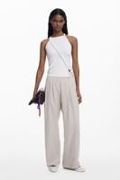 Plooibroek met tailleband - WHITE - L Plooibroek met tailleband - WHITE - L