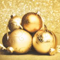 Duni Kerstservetten - 20x - kerstballen - goud - 33 x 33 cm - 3 laags - gedecoreerd