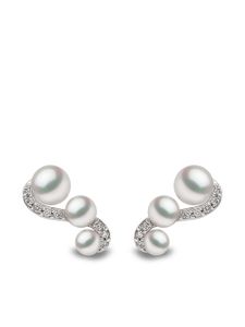 Yoko London puces d'oreilles Sleek en or blanc 18ct ornées de perles Akoya et diamants - Argent