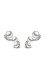 Yoko London puces d'oreilles Sleek en or blanc 18ct ornées de perles Akoya et diamants - Argent - thumbnail