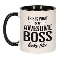 Awesome boss / Geweldige baas mok / beker zwart wit 300 ml - Cadeau mokken   -