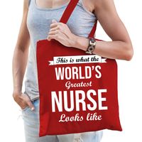 Cadeau tas voor verpleegkundige - rood - katoen - 42 x 38 cm
