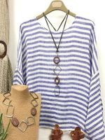 Vintage Striped Long Sleeve Casual Top - thumbnail