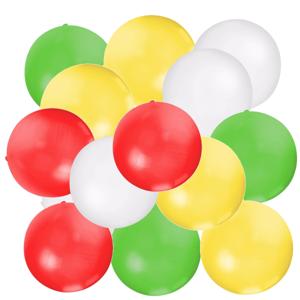 Bellatio Decorations - 12x groot formaat ballonnen - rood/wit/geel/groen - Diameter 60 cm