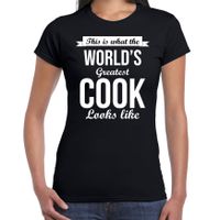 Worlds greatest cook t-shirt zwart dames - Werelds grootste kok cadeau 2XL  - - thumbnail