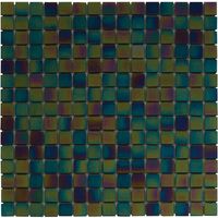 Tegelsample: The Mosaic Factory Amsterdam vierkante glasmozaïek tegels 32x32 zwart parel